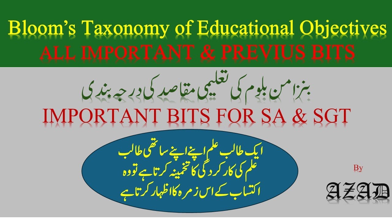 Bloom's Taxonomy Urdu Medium