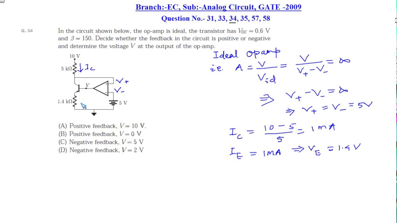 EC Analog Circuit all questions and answer GATE 2009