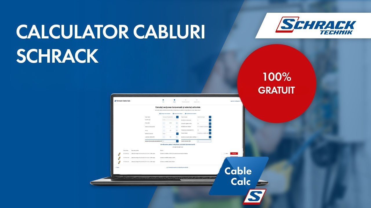 Calculator de cabluri Schrack