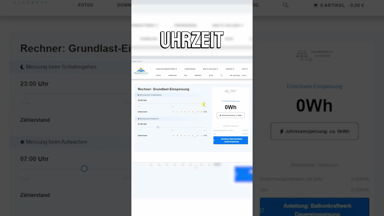 Grundlast-Rechner f&uuml;r Balkonkraftwerke mit Speicher