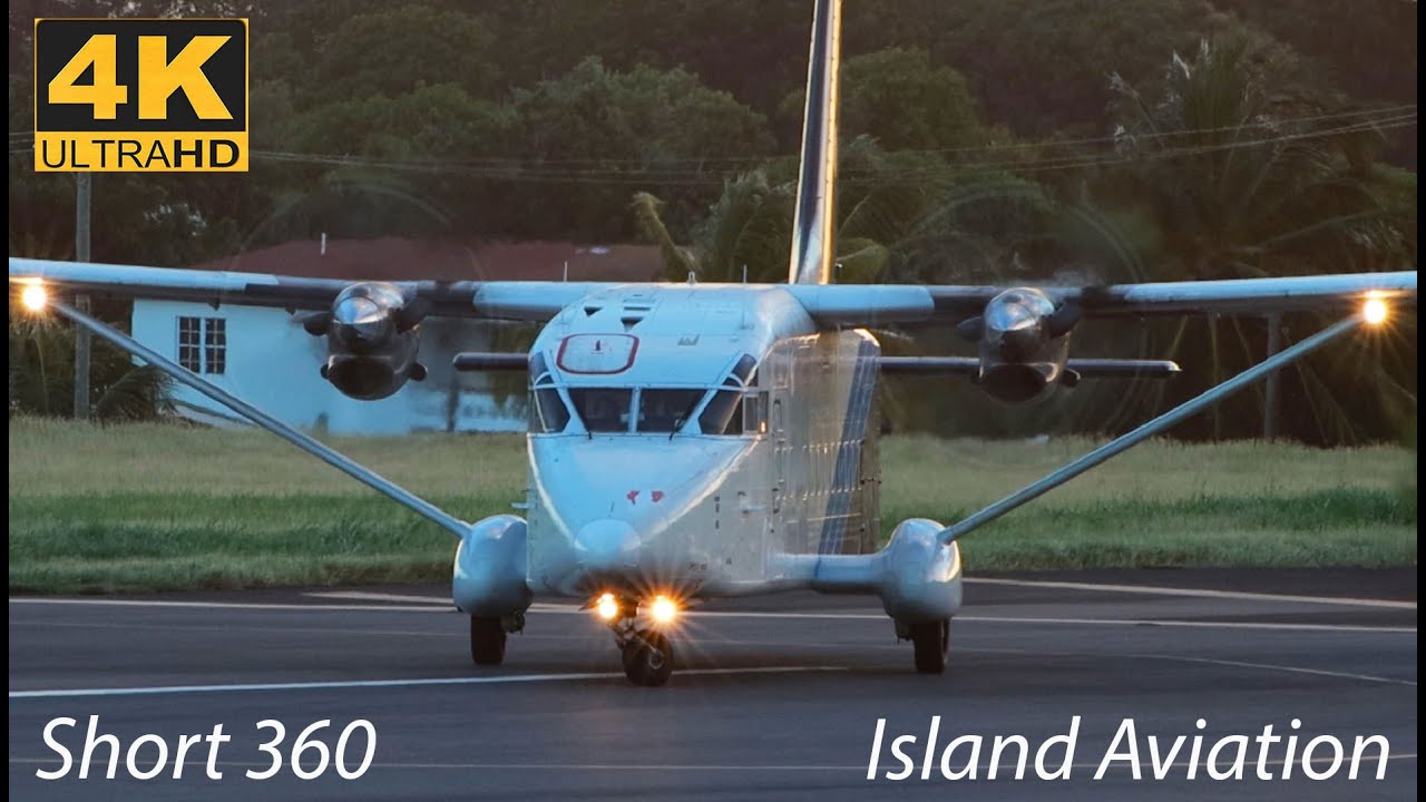 (4K) Air Cargo Carriers Short 360 taxi and departure from St Kitts to San Juan Puerto Rico