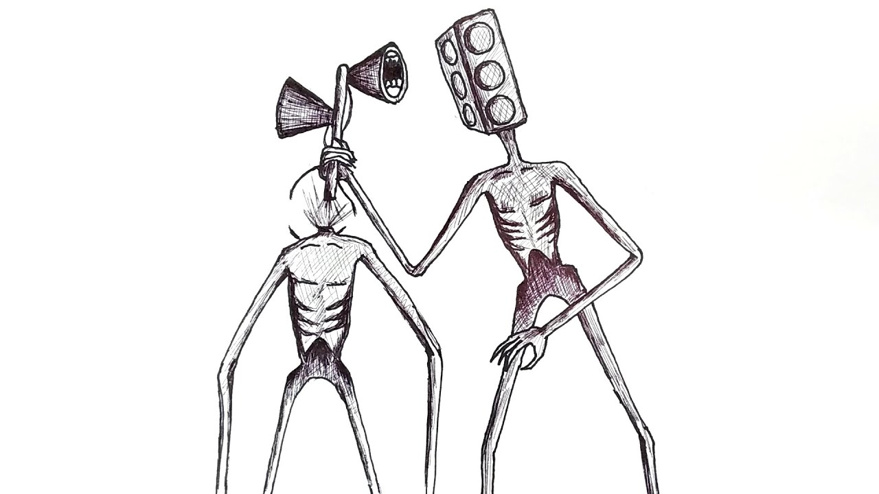 Traffic Light head vs Siren Head, Drawing step by step