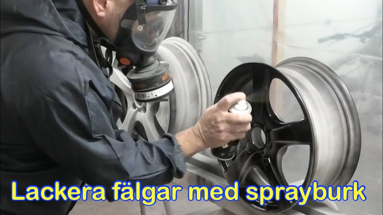 Lackerar fälgar med sprayburk