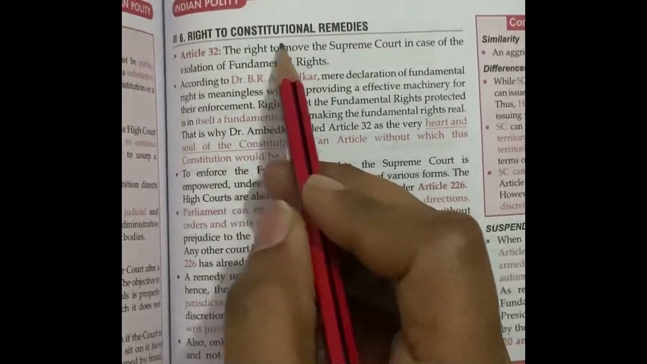 Right to constitutional remedies (Article 32 ) Polity&rsquo;s for Punjab Police and psssb exam