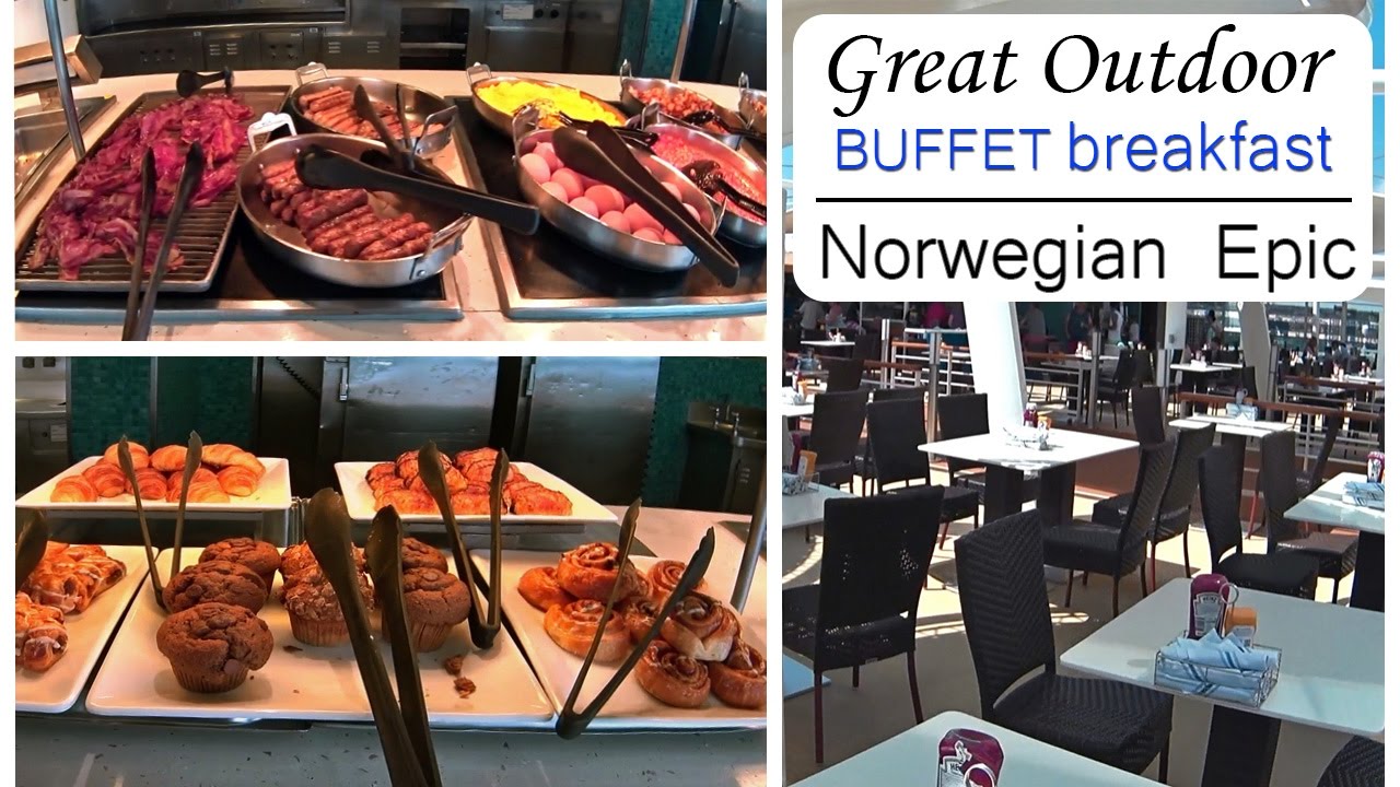 Norwegian Epic The Great Outdoor Breakfast Buffet  | seating area