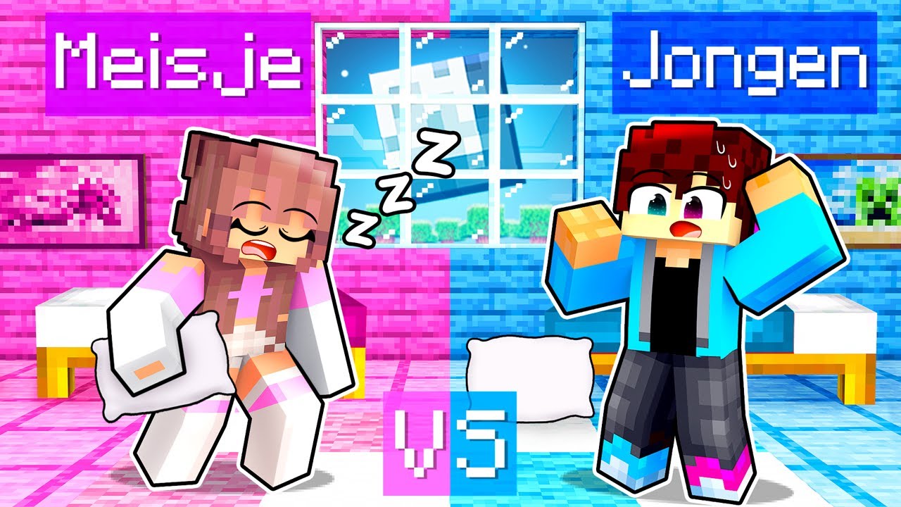 JONGEN vs MEISJE 24 Uur WAKKER in Minecraft!