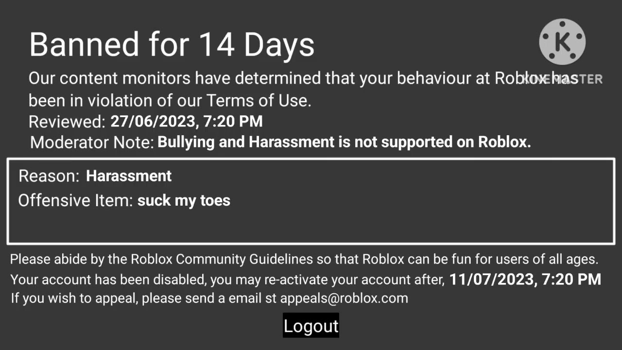 Banned for 14 days