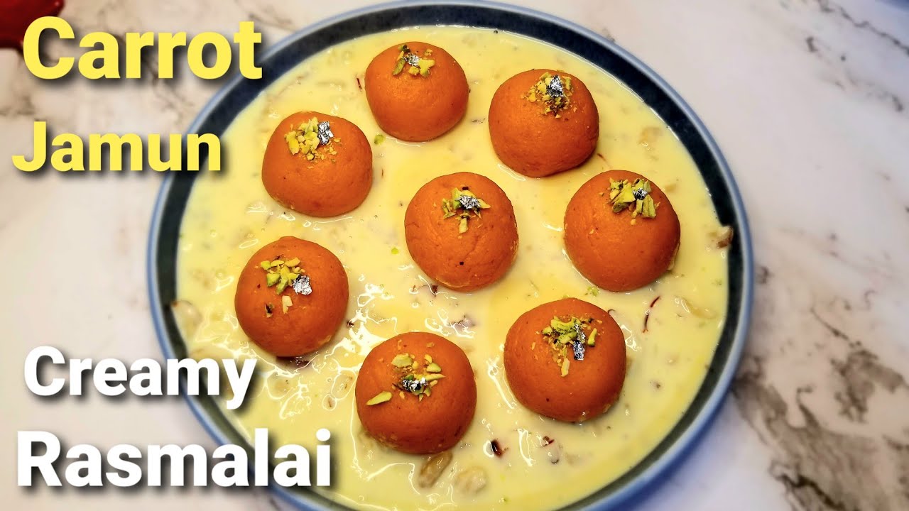 How to Make Soft & Juicy Carrot Jamun Rasmalai 🥕🍨 Dessert, Melt-in-Mouth Carrot Jamun Rasmalai 😊