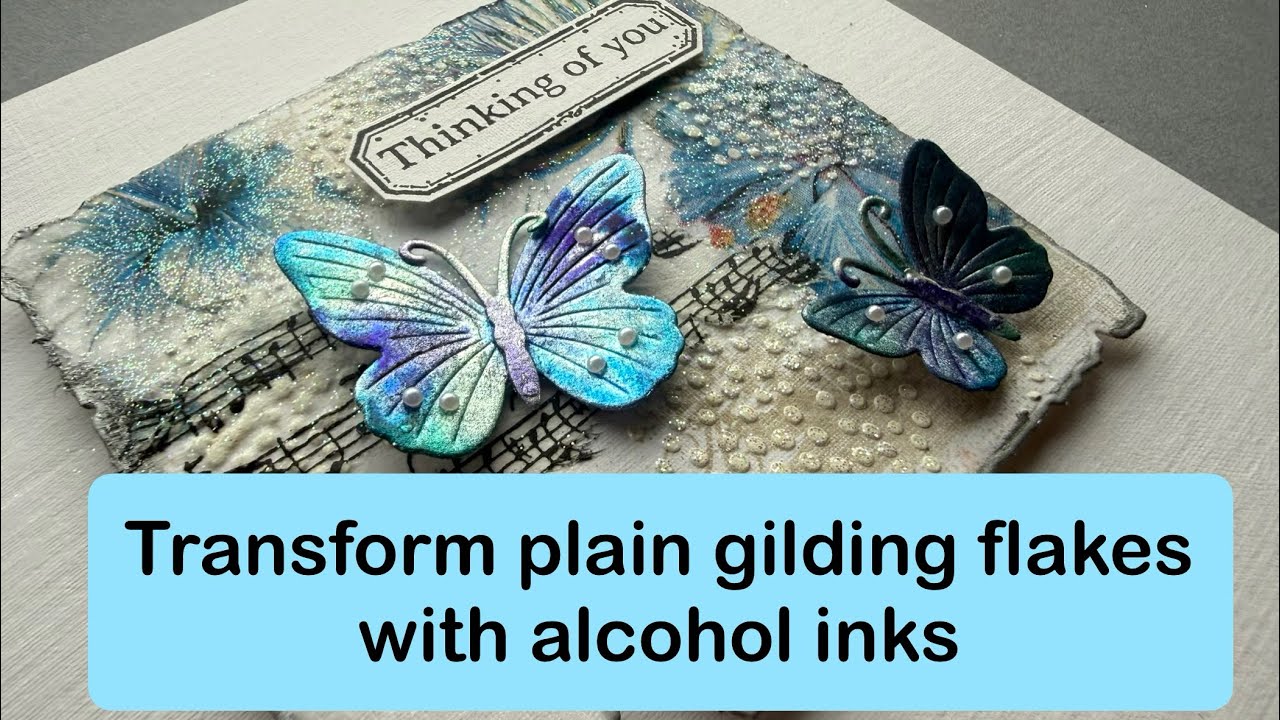 Transform plain gilding flakes with alcohol inks and hairspray!