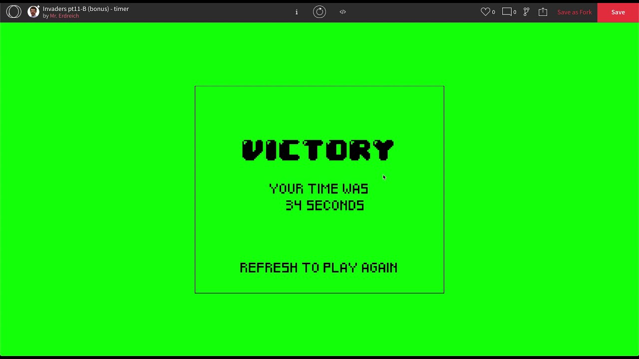 Programming Space Invaders in P5.js - Part 11b - timer