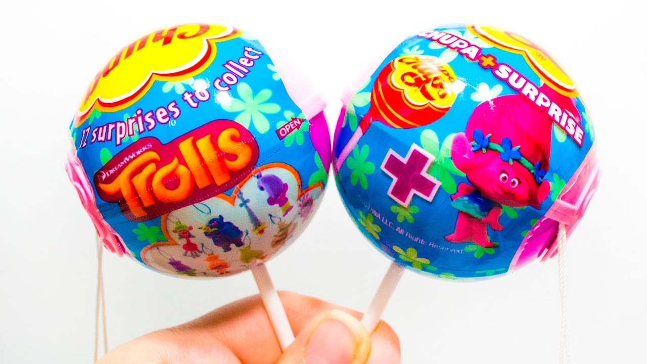ТРОЛЛИ в БОЛЬШИХ Чупа Чупс Игрушки Тролли + Леденцы Dreamworks TROLLS Toys Chups Chups