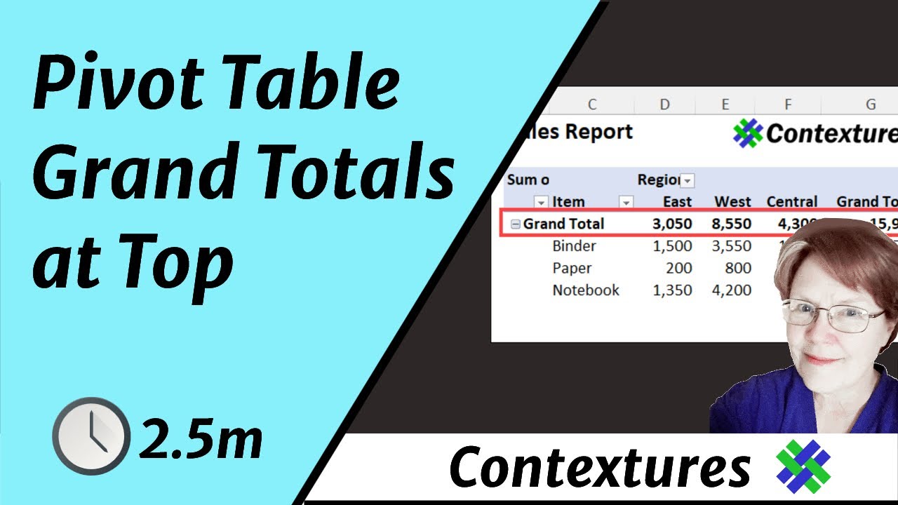 Show Excel Pivot Table Grand Total at Top with this Trick