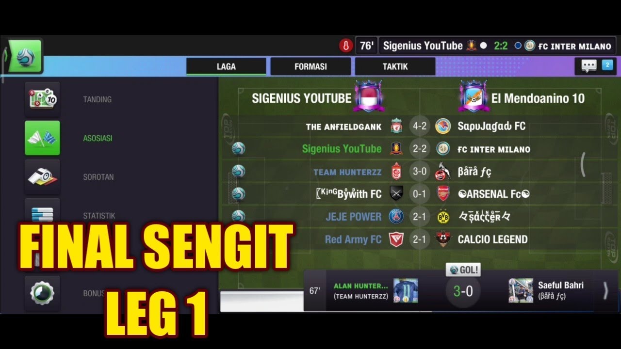 LAGA FINAL SENGIT SIGENIUS YT PUSAT VS EL MENDOANINO 10 | LEG 1 TOP ELEVEN 2022