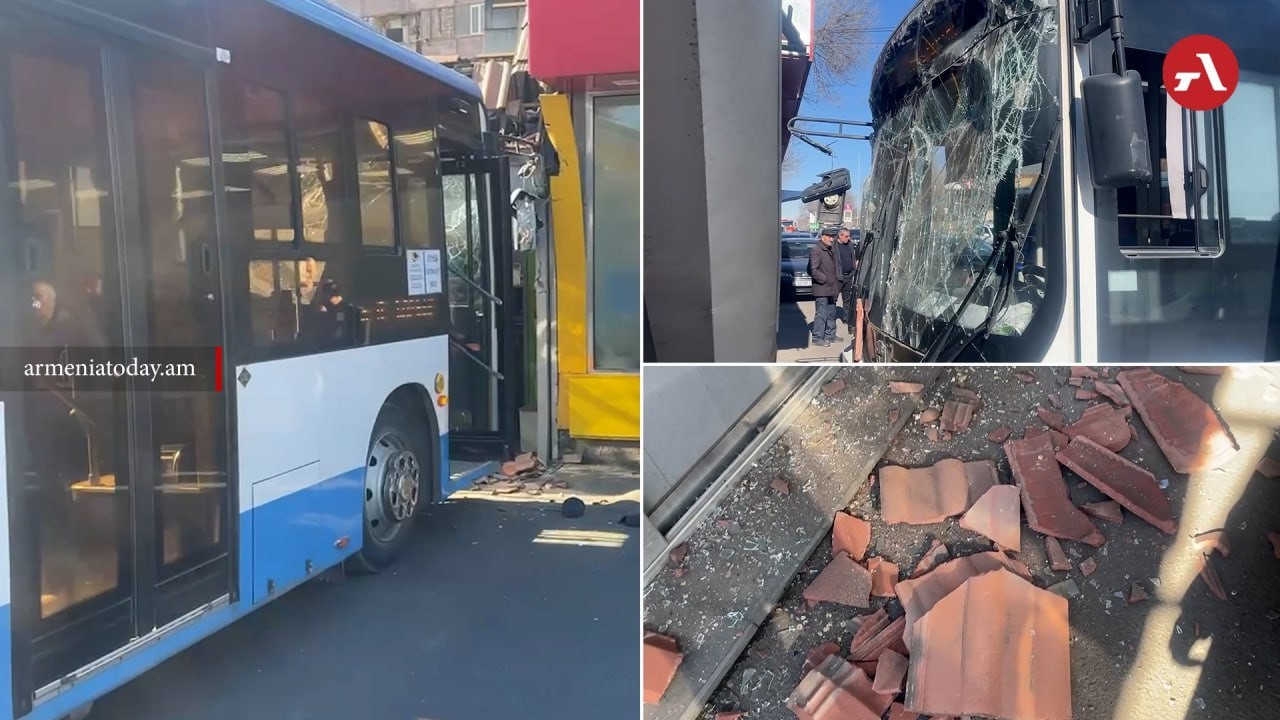 Նոր Նորքում ավտոբուսը մխրճվել է խանութի մեջ