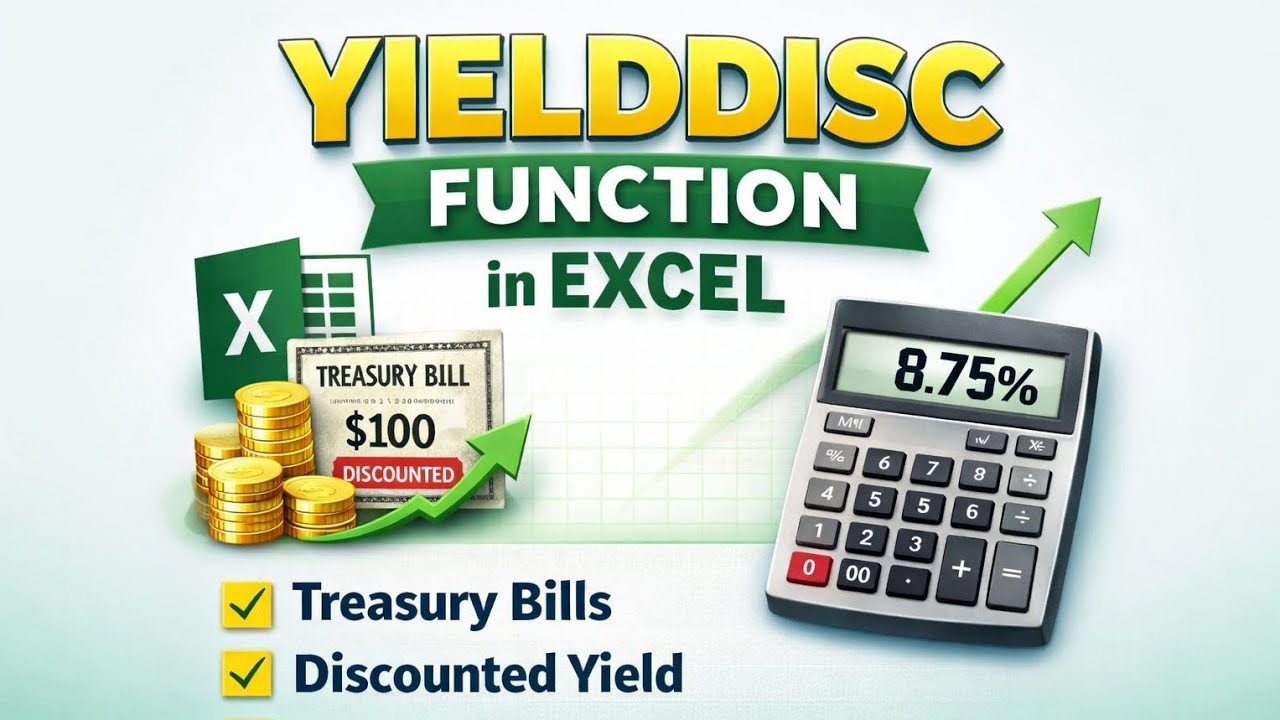 Как использовать функцию YIELDDISC в Excel | Как рассчитать дисконтированную доходность ценных бу...