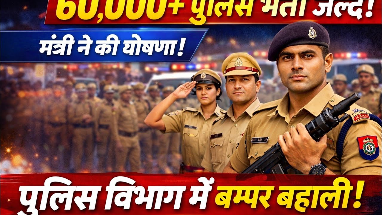।पुलिस विभाग में बम्पर बहाली| 60000+वैकेंसी|मंत्री ने की घोषणा| Police Recruitment News।