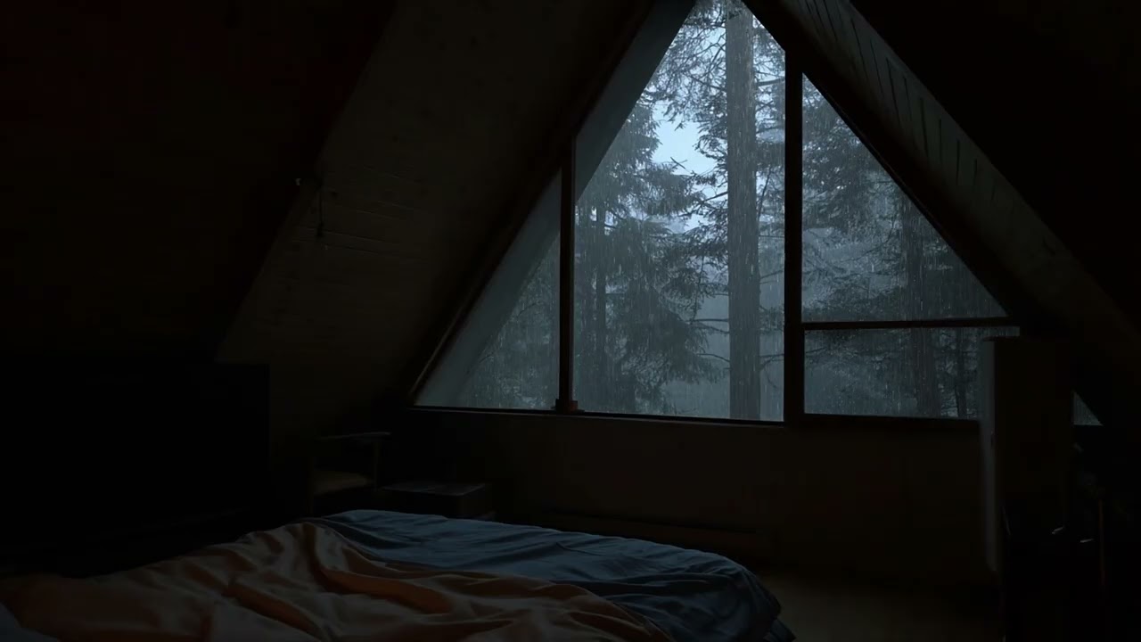 Heavy Rain Sounds for Sleeping in RainLoft Cabin | 3 Hours Black Screen | Deep Sleep & Relaxation