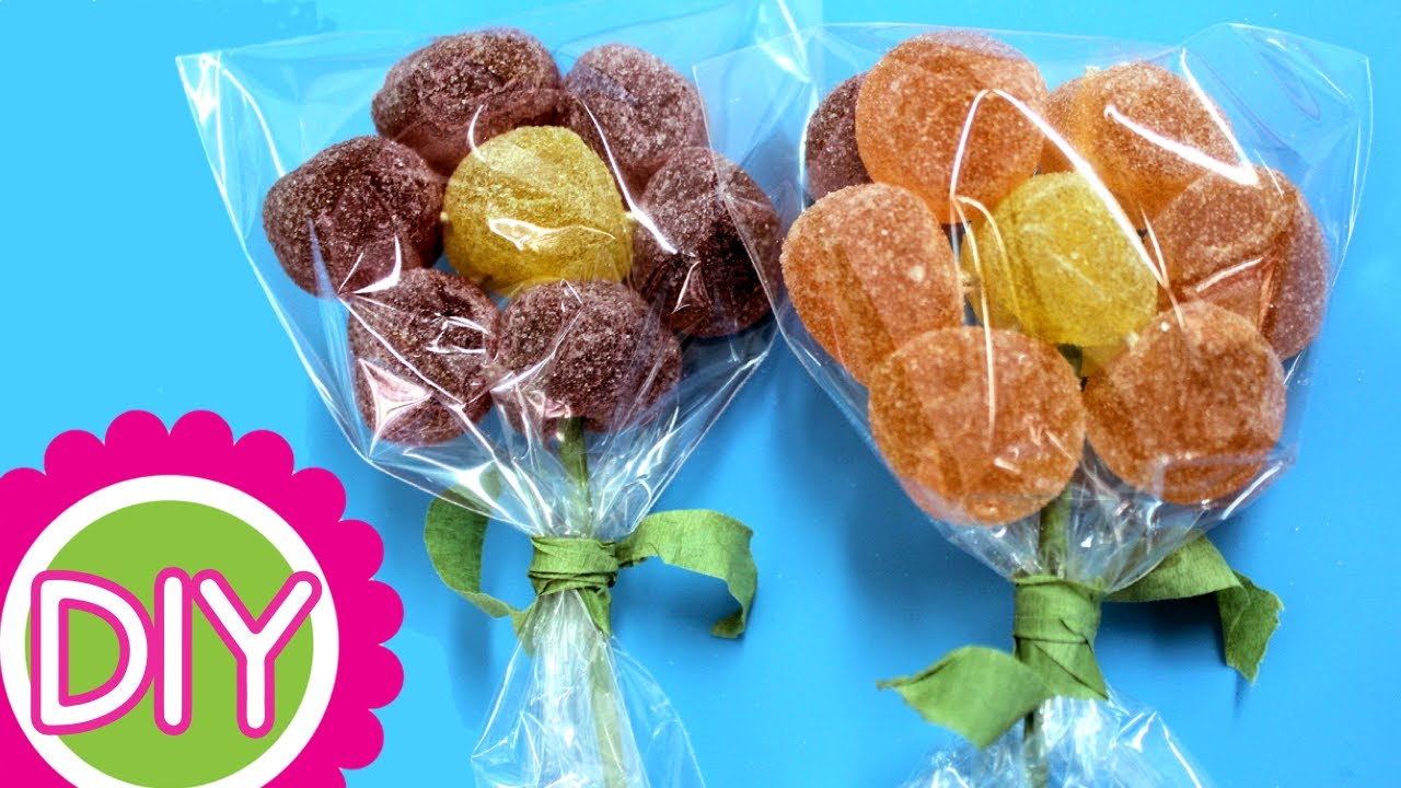 Flores de gominolas o gomitas. Ideas con chuches. Recetas para fiestas