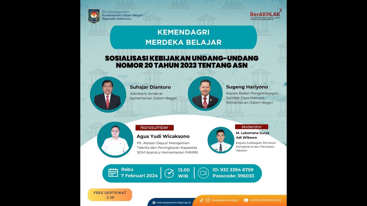 SOSIALISASI KEBIJAKAN UNDANG - UNDANG NO. 20 TAHUN 2023 TENTANG APARATUR SIPIL NEGARA