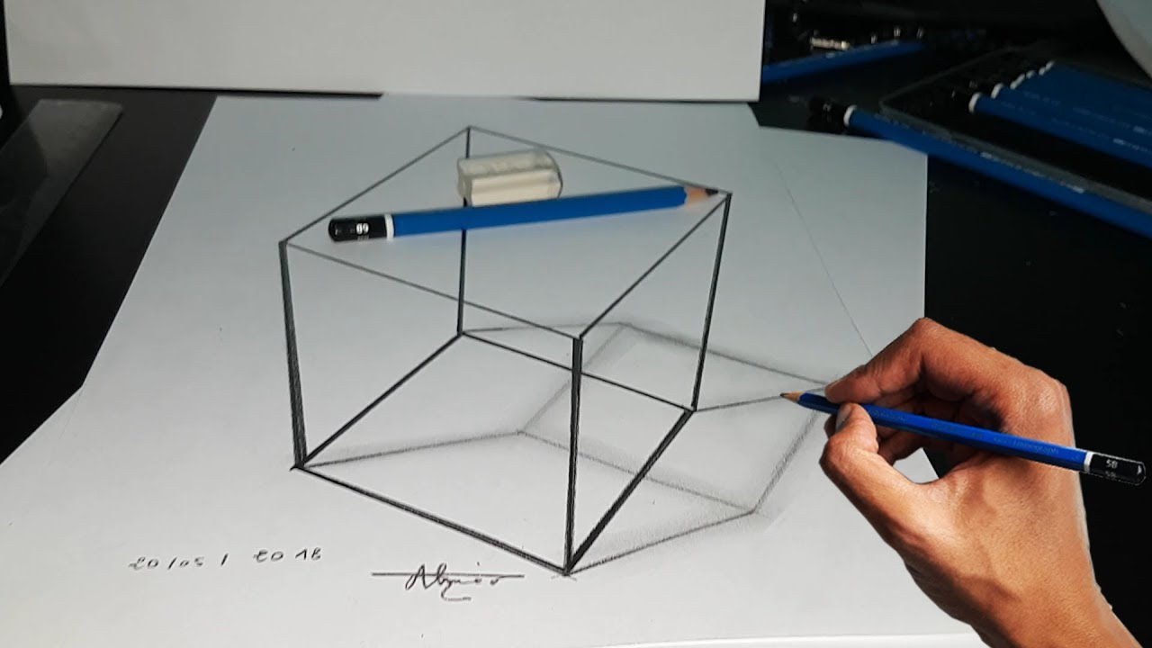 Let's Draw a 4D Cube, (step by step) AC Art School.
