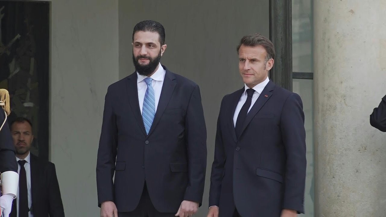 Emmanuel Macron welcomes Syrian President Ahmed al-Sharaa to Elysee Palace | AFP