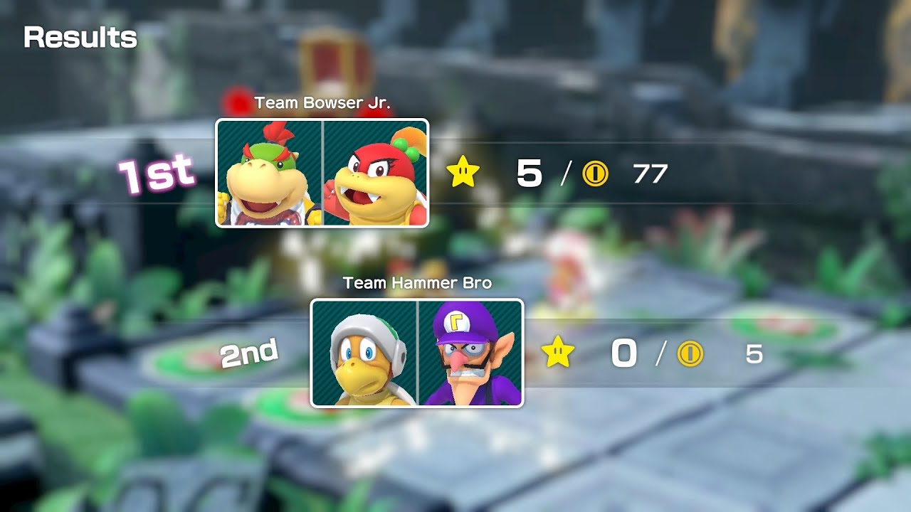 Super Mario Party Partner Party #921 Domino Ruins Bowser Jr & Pom Pom vs Hammer Bro & Waluigi