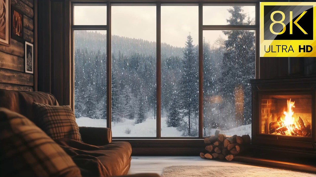Ultra Relaxing Winter Fireplace ❄️ 1 Hour Heavy Crackling Wood ASMR in 4K