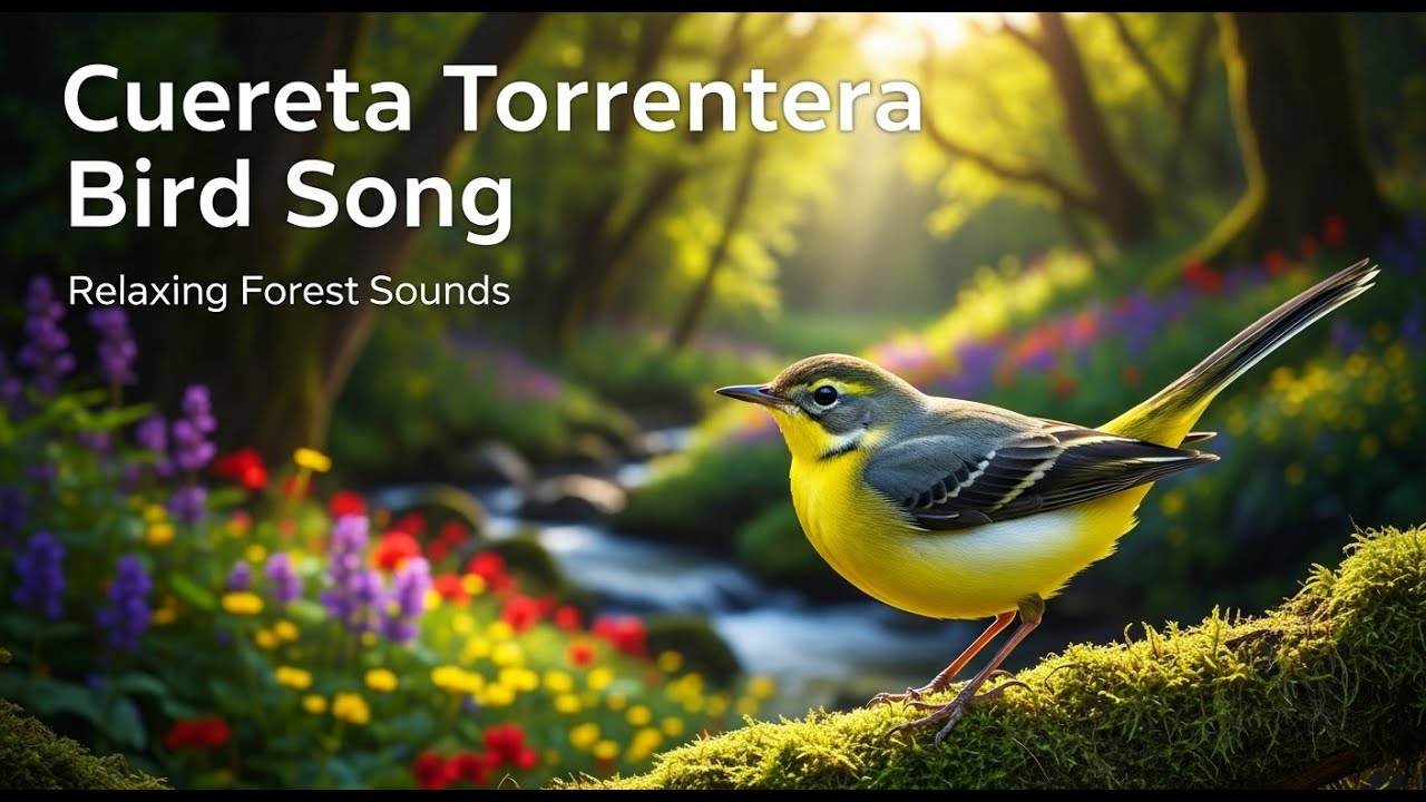 Grey Wagtail & Mountain Stream Ambience | Cuereta Torentera Bird Song for Focus