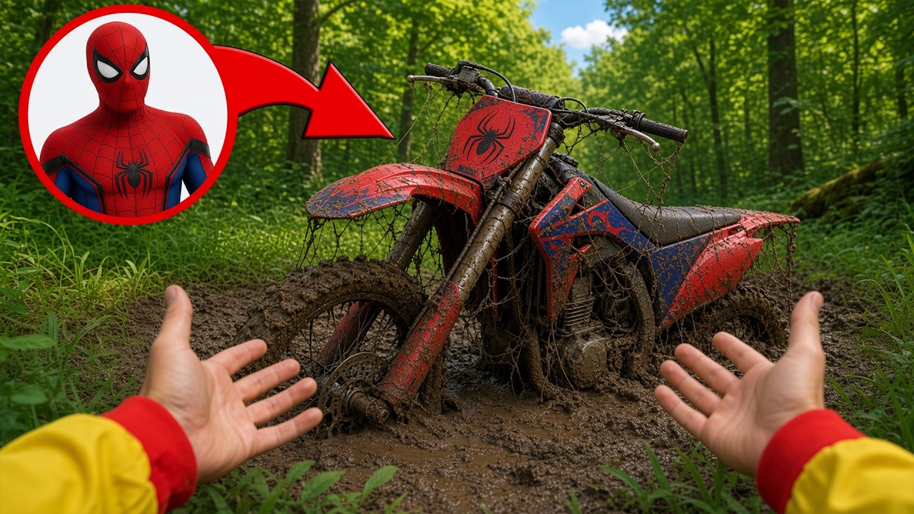 FIRST Start of Abandoned SPIDER-MAN Motorcycle | POV Test Driving Forgotten Spider-Man Pit Bike