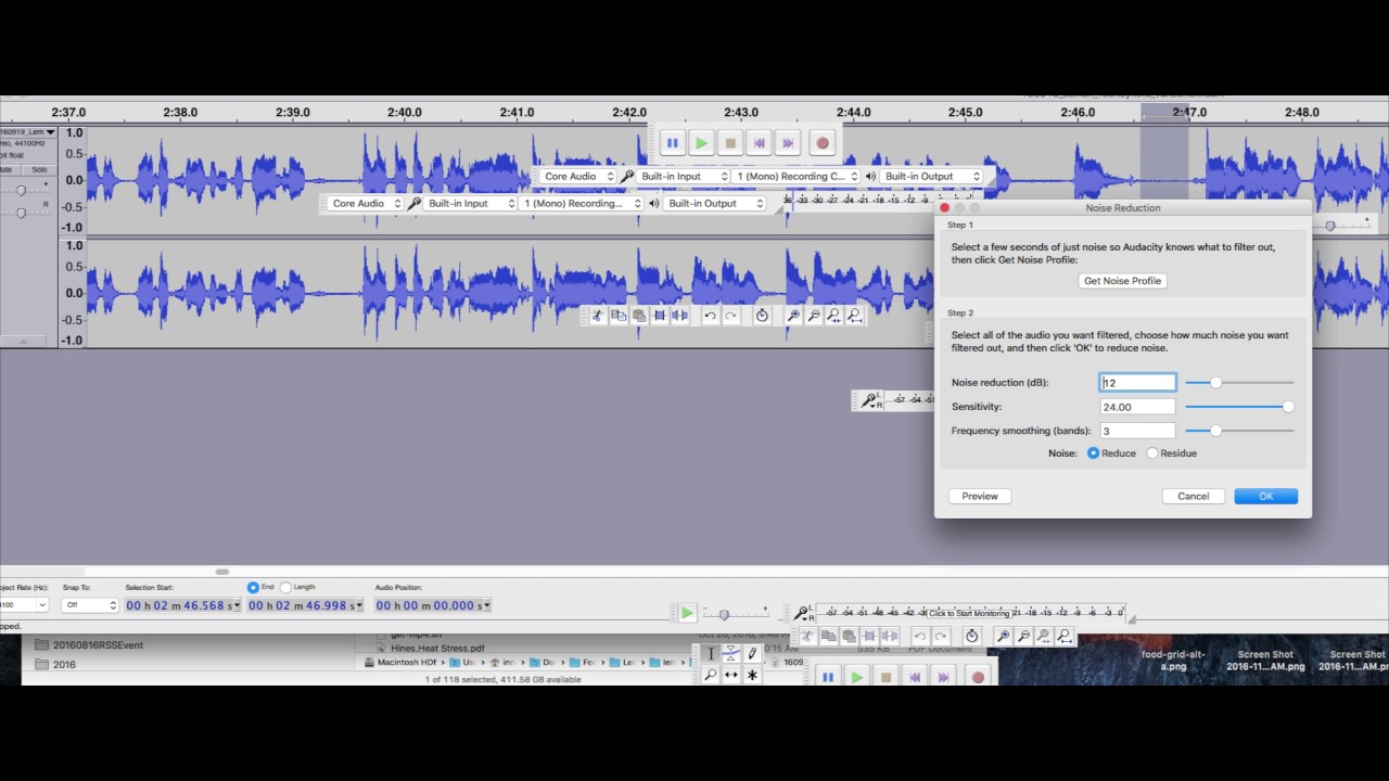 noise reduction applied twice in audcaity