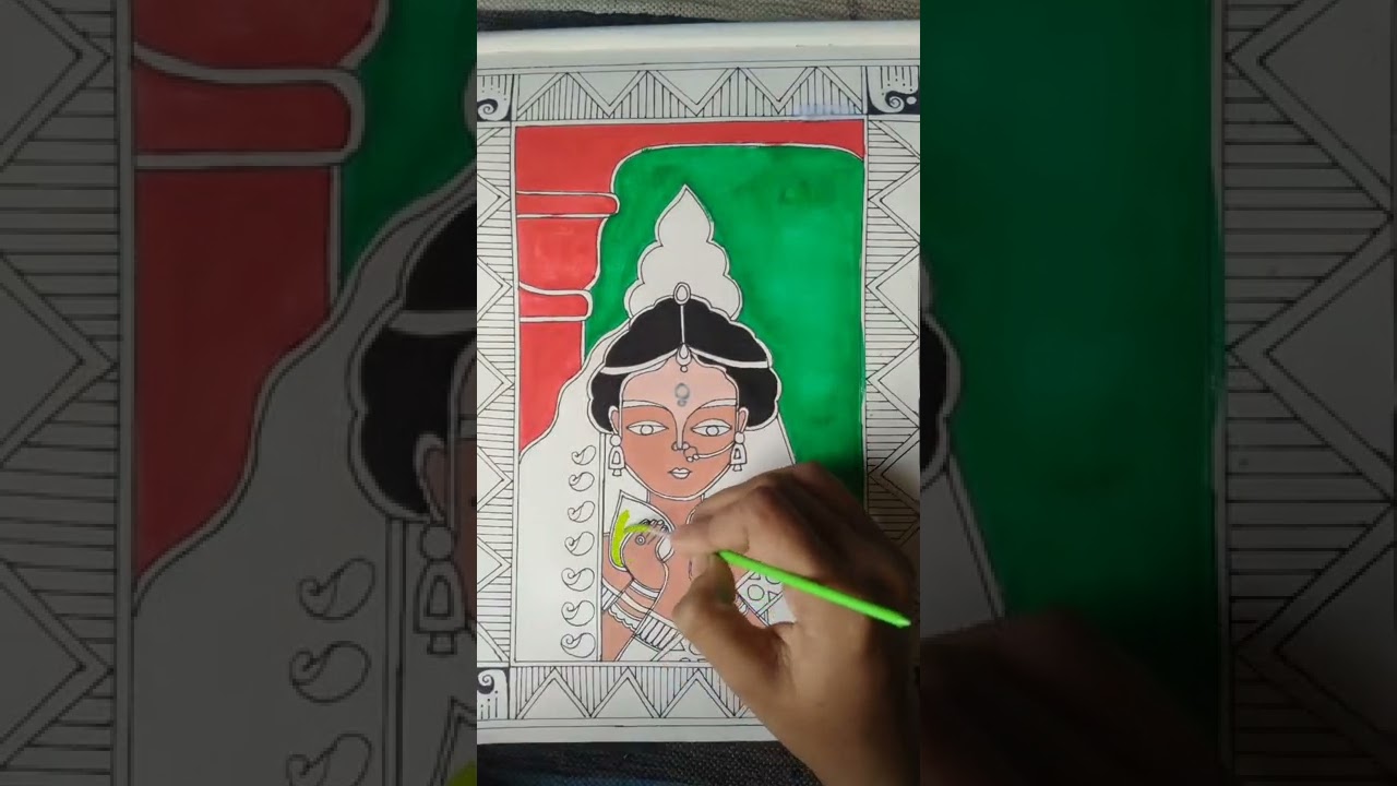 Beautiful Bride drawing  || Traditional Bengali bride drawing || @pushpita art & Craft