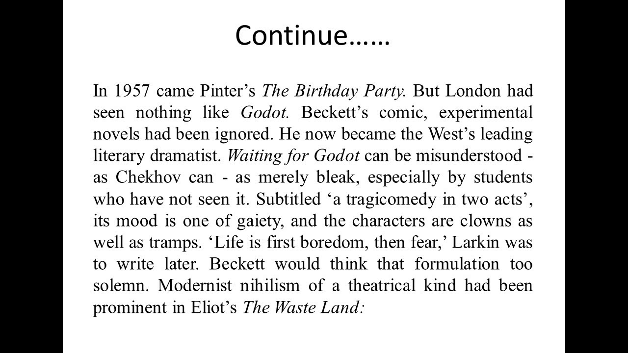Samuel Becket as a dramatist