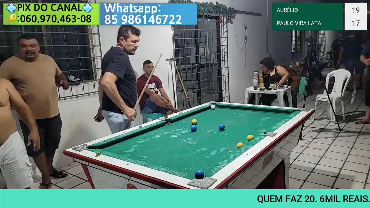 AO VIVO  - AURÉLIO 🆚️ PAULO VIRA LATA  6MILREAIS #SINUCAAOVIVO #AOVIVO
