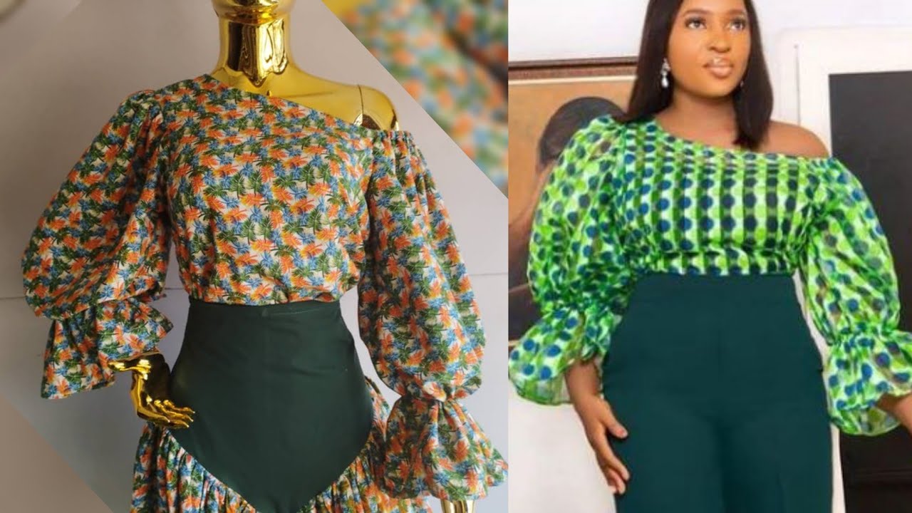 How to make ONE SHOULDER ASYMMETRIC BLOUSE with PUFF SLEEVES