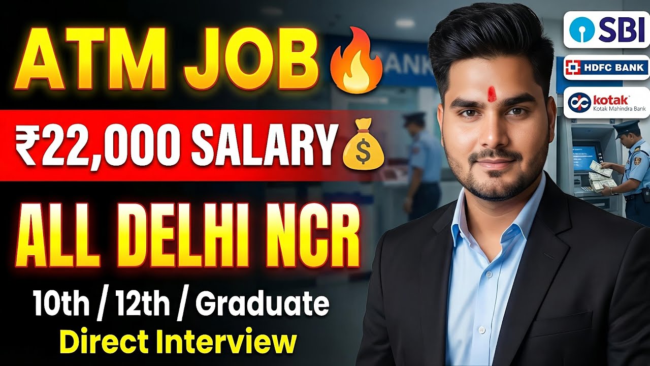 ATM Job Vacancy 2026 🔥 ₹22,000 Salary | All Delhi NCR | Direct Interview | 10th 12th Pass Jobs