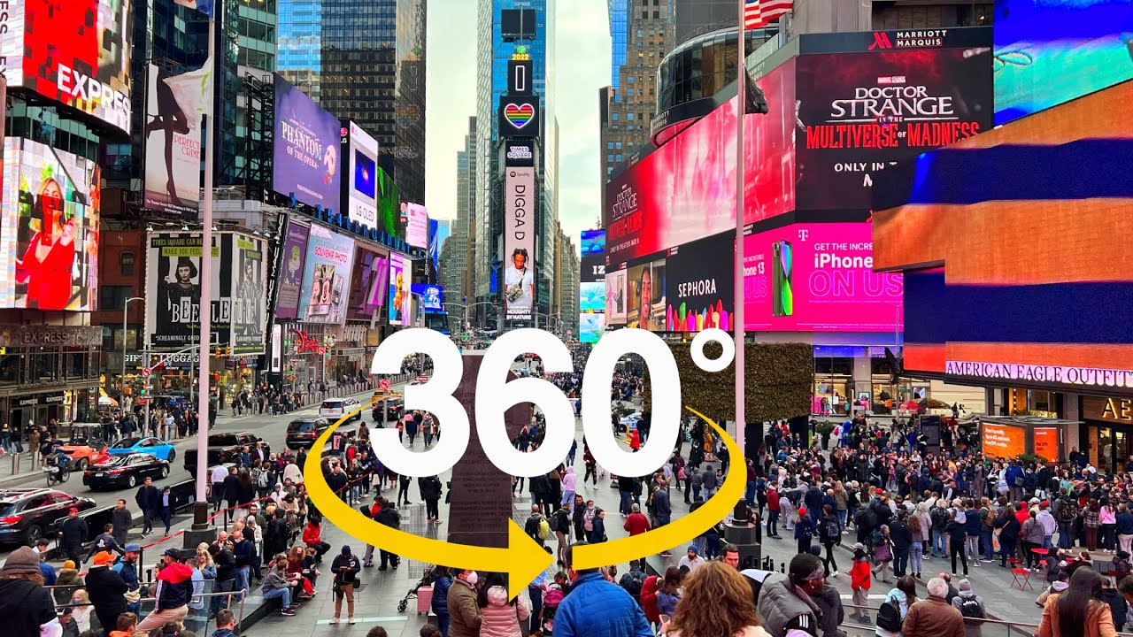 [4K 360°] TIMES SQUARE New York City Walking Tour April 2022