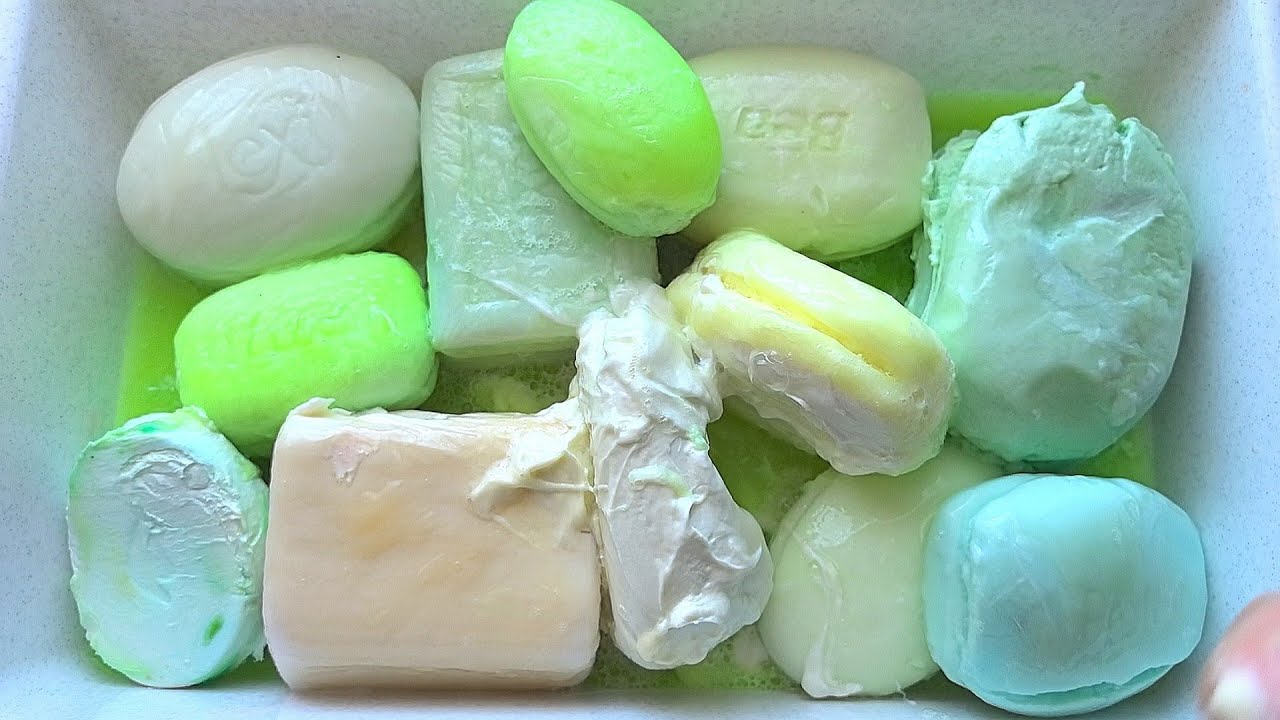 Mushy Soap // Soaked Soap Asmr 💚💚💚