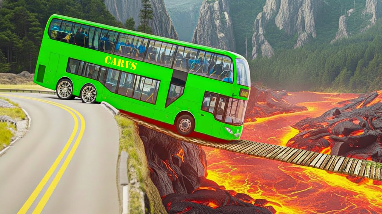 Cars vs Suspension Bridge Challenge in BeamNG Drive!