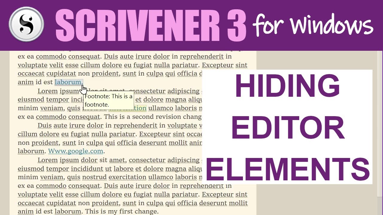 Scrivener 3 for Windows: Removing Clutter Whilst Editing