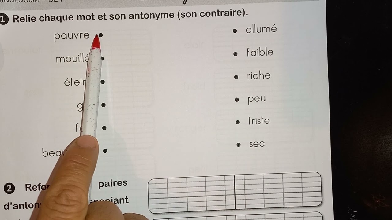 Les antonymes,les  contraires  exercices   ce1 ce2 cm1 cm2