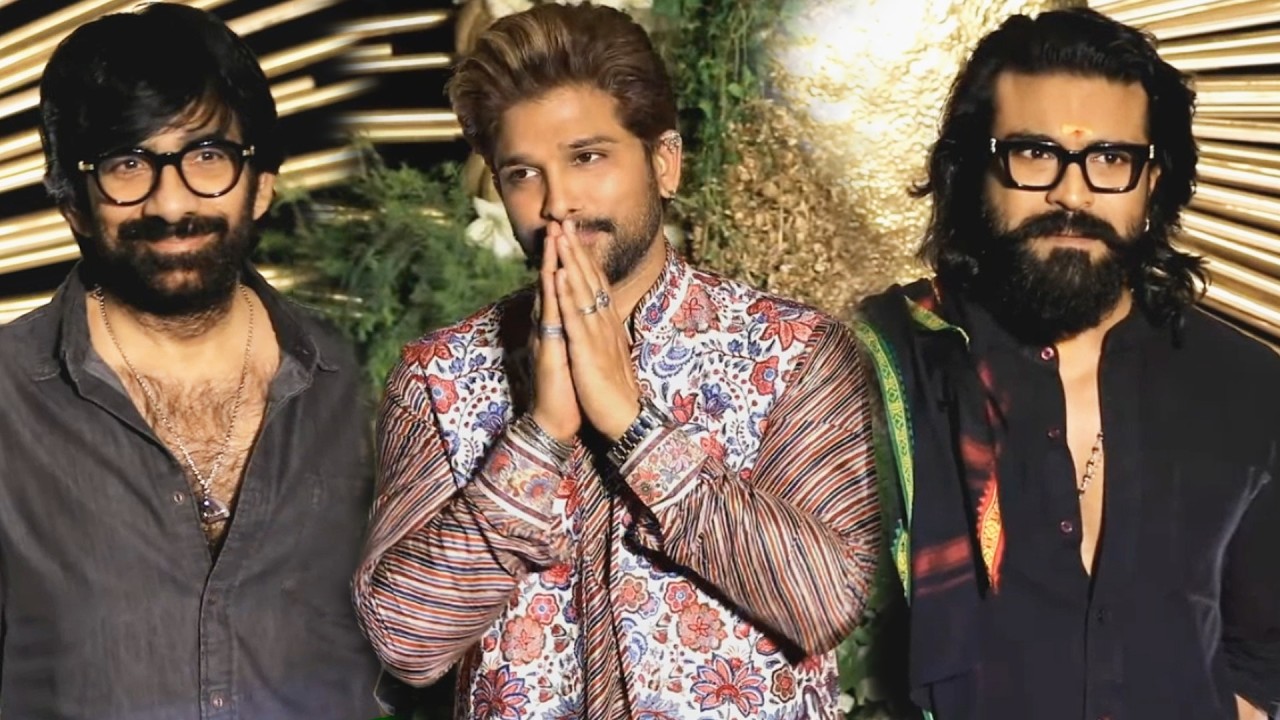 Ravi Teja, Allu Arjun & Ram Charan at Vijay Deverakonda, RashmikaMandanna Reception | karthi | EC