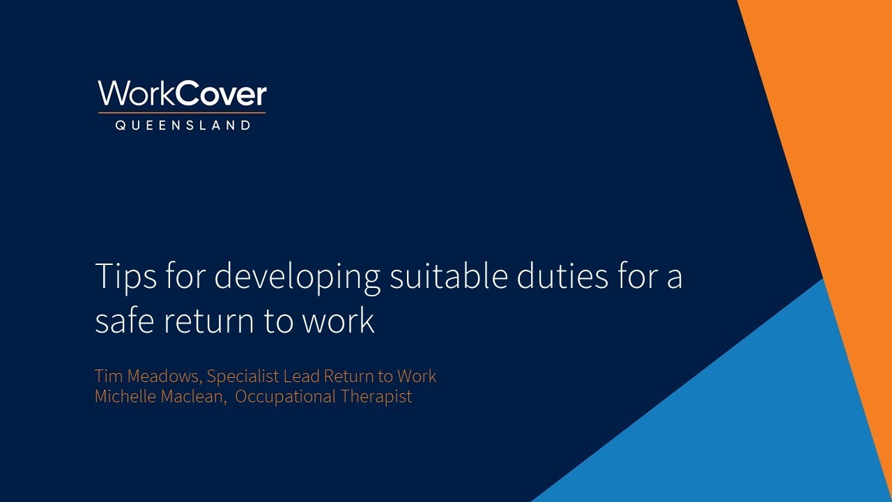 Webinar: Tips on developing suitable duties for a safe return to work
