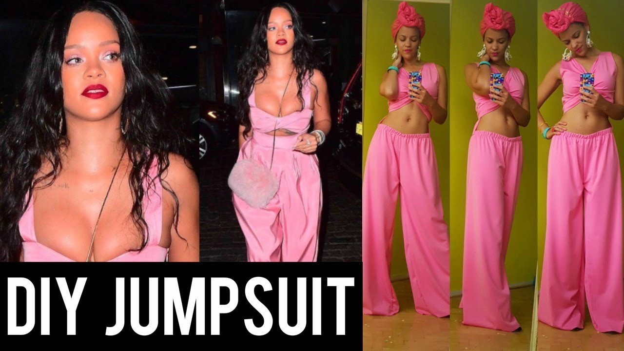 DIY SEWING PALAZZO PANT JUMPSUIT + CROPPED WRAP TOP | RIHANNA INSPIRED | PINK CHOCOLATE BREAK