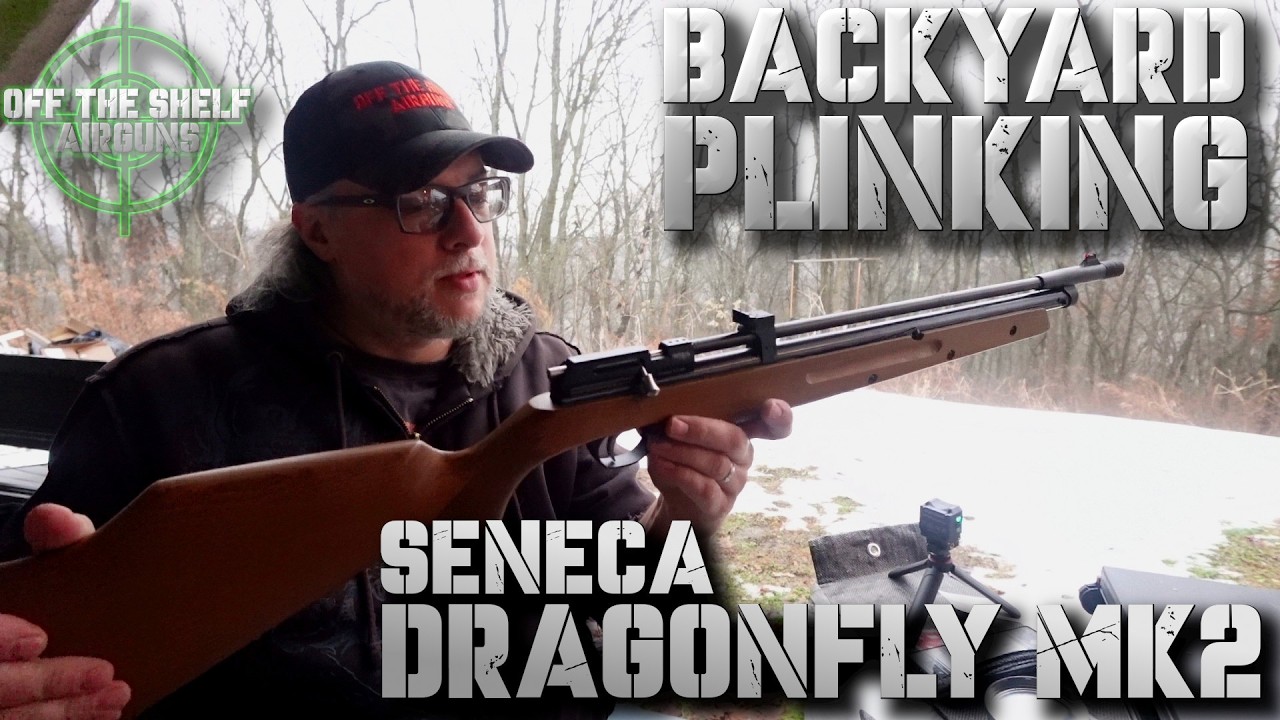Стрельба по мишеням на заднем дворе с помощью ружья Seneca Dragonfly MK2.