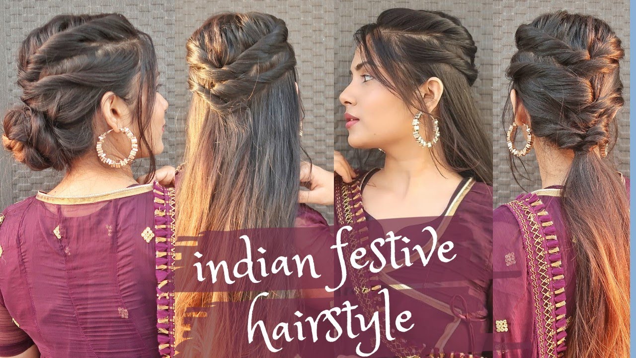 3 Easy and quick Festive Hairstyle For all hair length/ hairstyle for gown, dress, saree