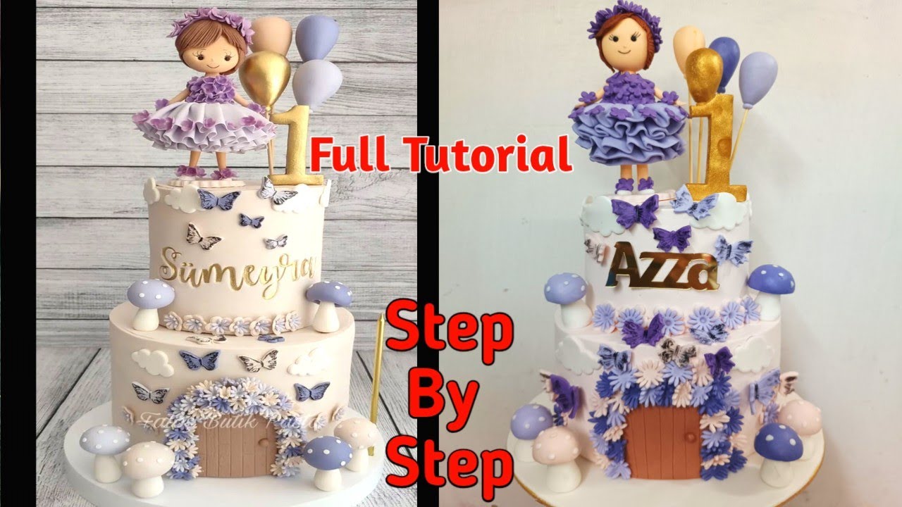 Little Princess 1st Birthday Cake | Balloon And Butterfly Theme Cake For Baby Girls Birthday