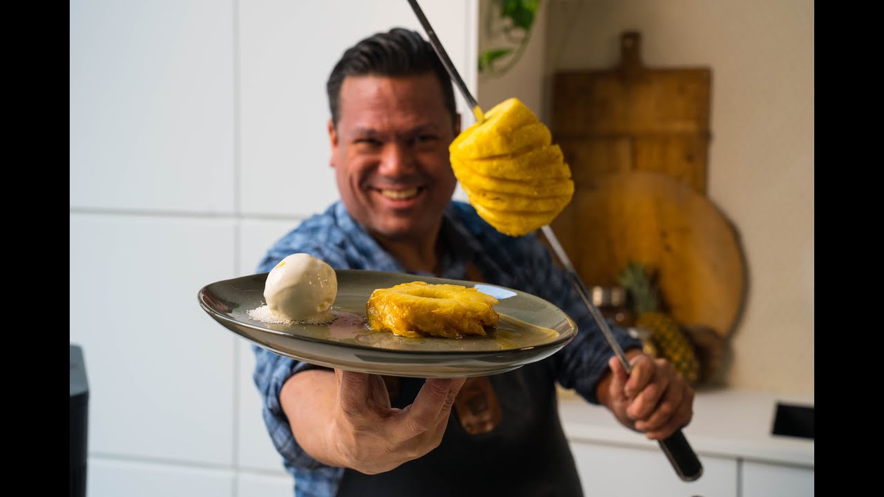 Danny maakt: gekarameliseerde ananas van de grill