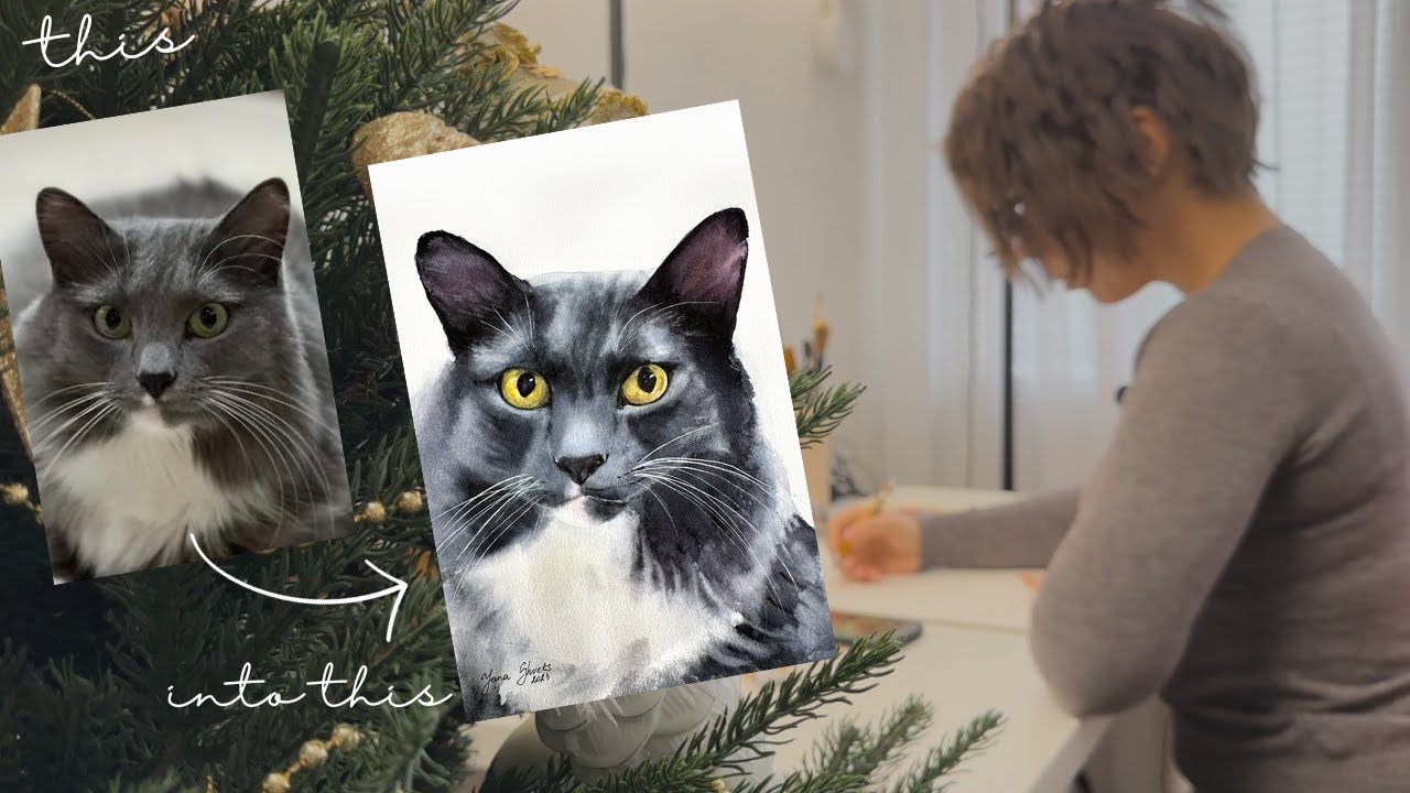 Paint Watercolor With Me: a Realistic Portrait of a Black Cat