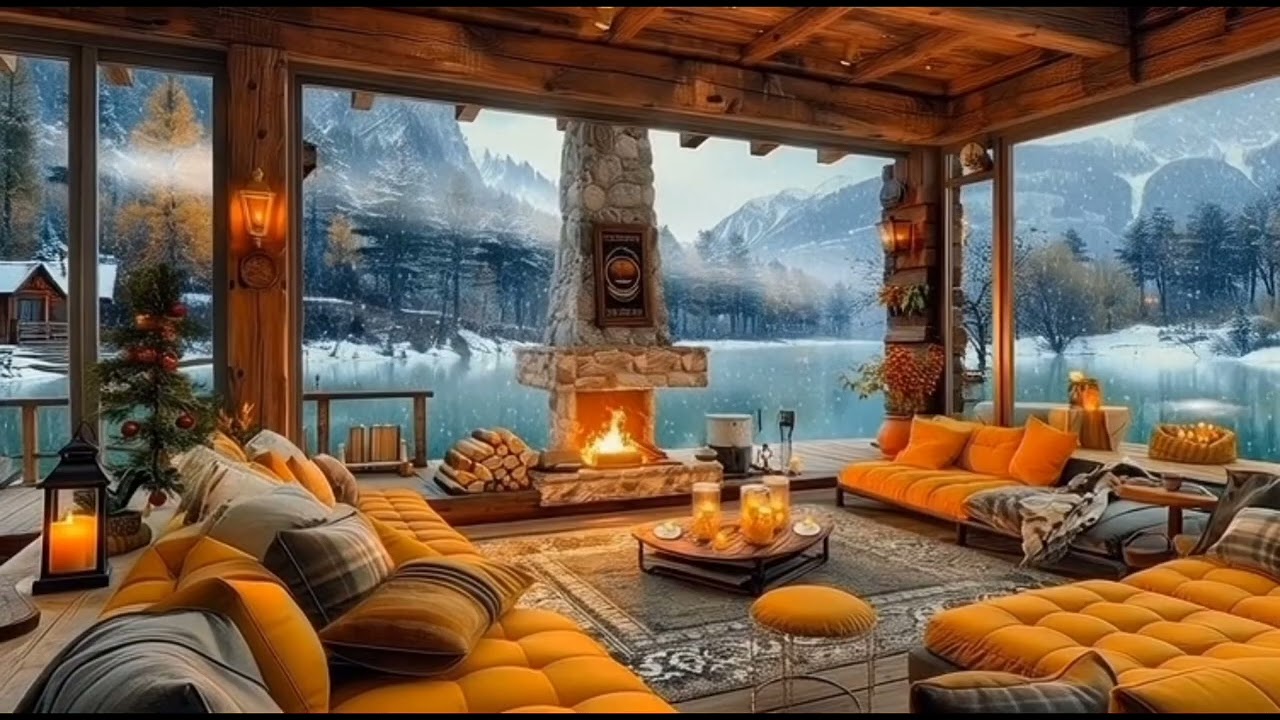 Work cozy winter porch ambience & smooth jazz instrumental music, jazz relaxing music for studying.
