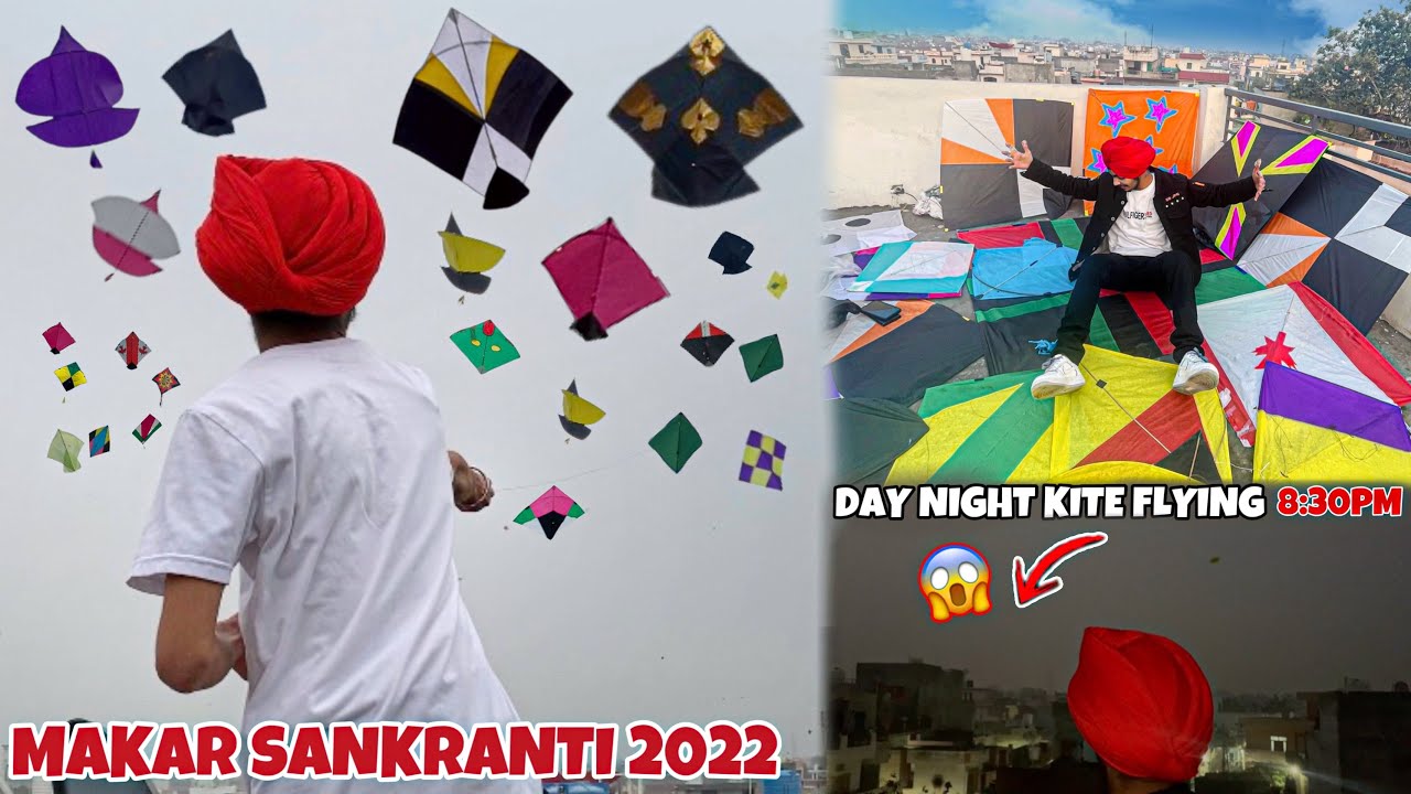 Flying Kites On Makar Sankranti 2022*, Day Night Kite Flying 8:30Pm😱